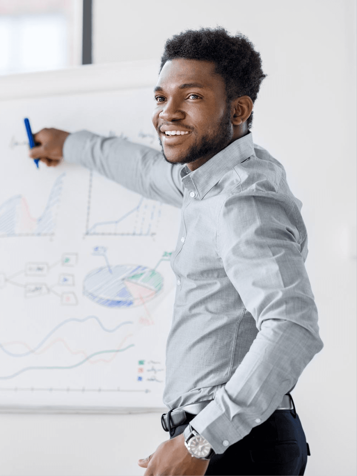 Presenter at a whiteboard